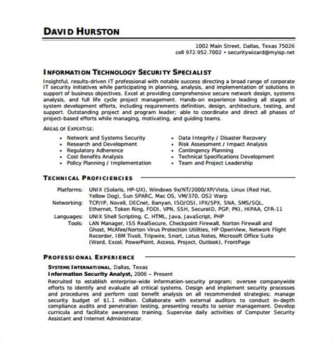 security sample resume.